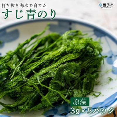 ふるさと納税 西予市 <打ち抜き海水で育てた「すじ青のり」　原藻　3g×5パック>　磯　風味　お好み焼き　焼きそば　たこ焼
