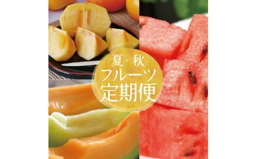 ≪3回定期便≫ 自然の恵み 夏・秋フルーツ定期便2026 6月下旬～7月上旬 小玉スイカ 姫甘泉 7月中旬～7月下旬 彩りメロン 青肉 赤肉 10月中旬～11月下旬 柿 計3回 山形県酒田産 頒布会 果物 西瓜 すいか かき カキ 平種無し柿 JAそでうら　SE0505