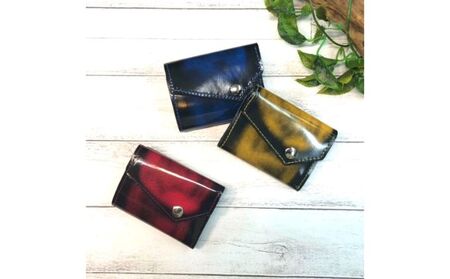 アドバンガラスレザーのミニ財布 レディース メンズ 日本製 財布 ハンドメイド シンプル レザー サイフ 小銭入れ 札入れ おしゃれ 大人 誕生日 プレゼント ギフト 寒川町 神奈川県 青