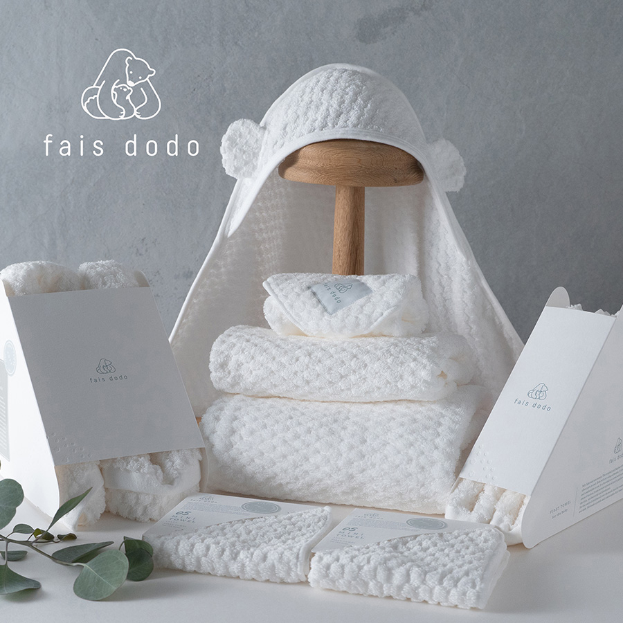 ＜Shinko Towel＞fais dodo出産準備ファーストタオル8点セット／PUFF（かごトランク入）