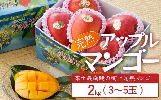 
            ≪マンゴー≫ ☆本土最南端☆佐多の果樹園で育てた 完熟アップルマンゴー 2kg (3～5玉) ｜鹿児島県 南大隅 産地直送 旬 マンゴー フルーツ 果物 くだもの V7408
          