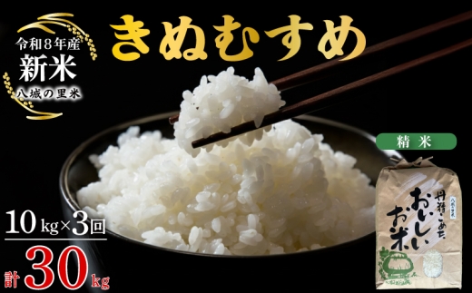 【令和8年産先行予約】【定期便 3ヶ月】きぬむすめ 精米 10kg  合計30kg