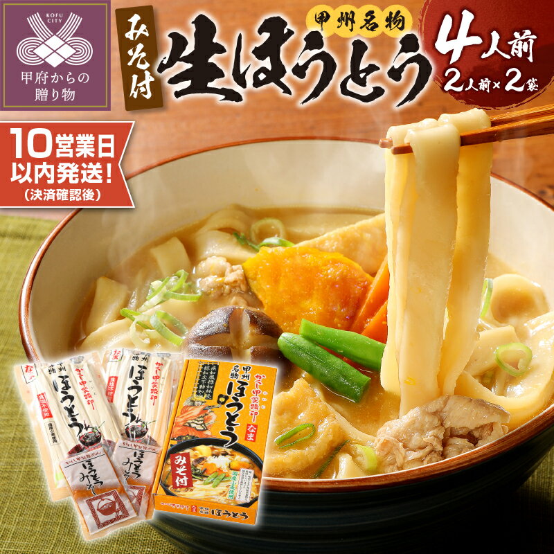 【ふるさと納税】 ほうとう 3000円 常温 うどん 無添加 スピード配送 決済確認後10営業日以内に発送 山梨 麺 みそ味 無塩 長期 保存 郷土料理 国産 4人前 2人前×2 k038-004