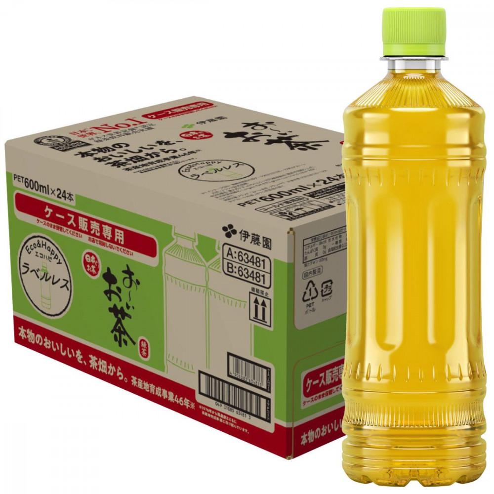 【ふるさと納税】お～いお茶　緑茶　ラベルレス　600ml　24本セット　訳あり　おーいお茶 ペットボトル ぺットボトル飲料 ケース 箱 伊藤園 静岡 カテキン 送料無料 健康 飲料 ソフトドリンク まとめ買い 常備品　防災　お茶　静岡茶