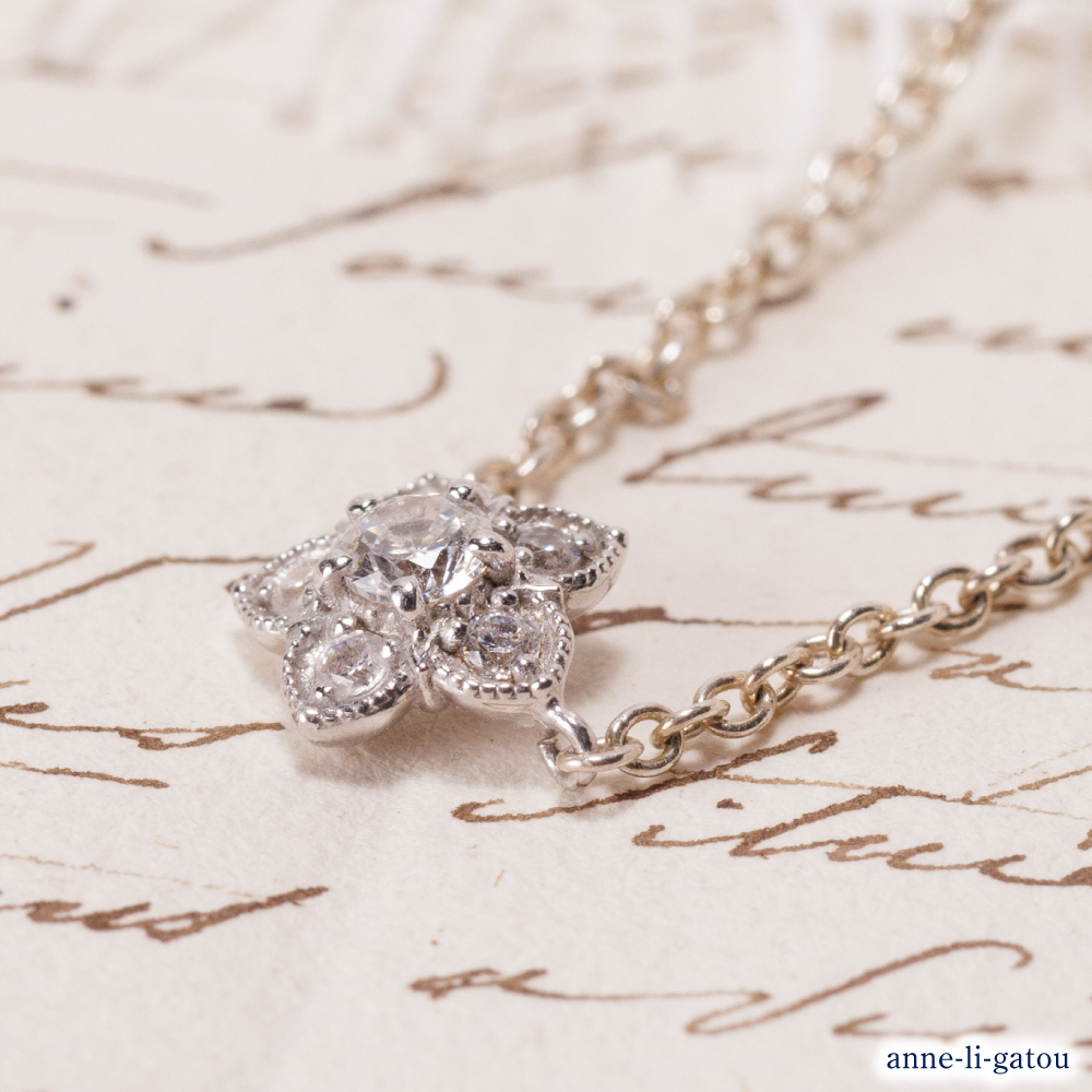 【ANNEREGARD】Pt ダイヤネックレス（わすれな草）