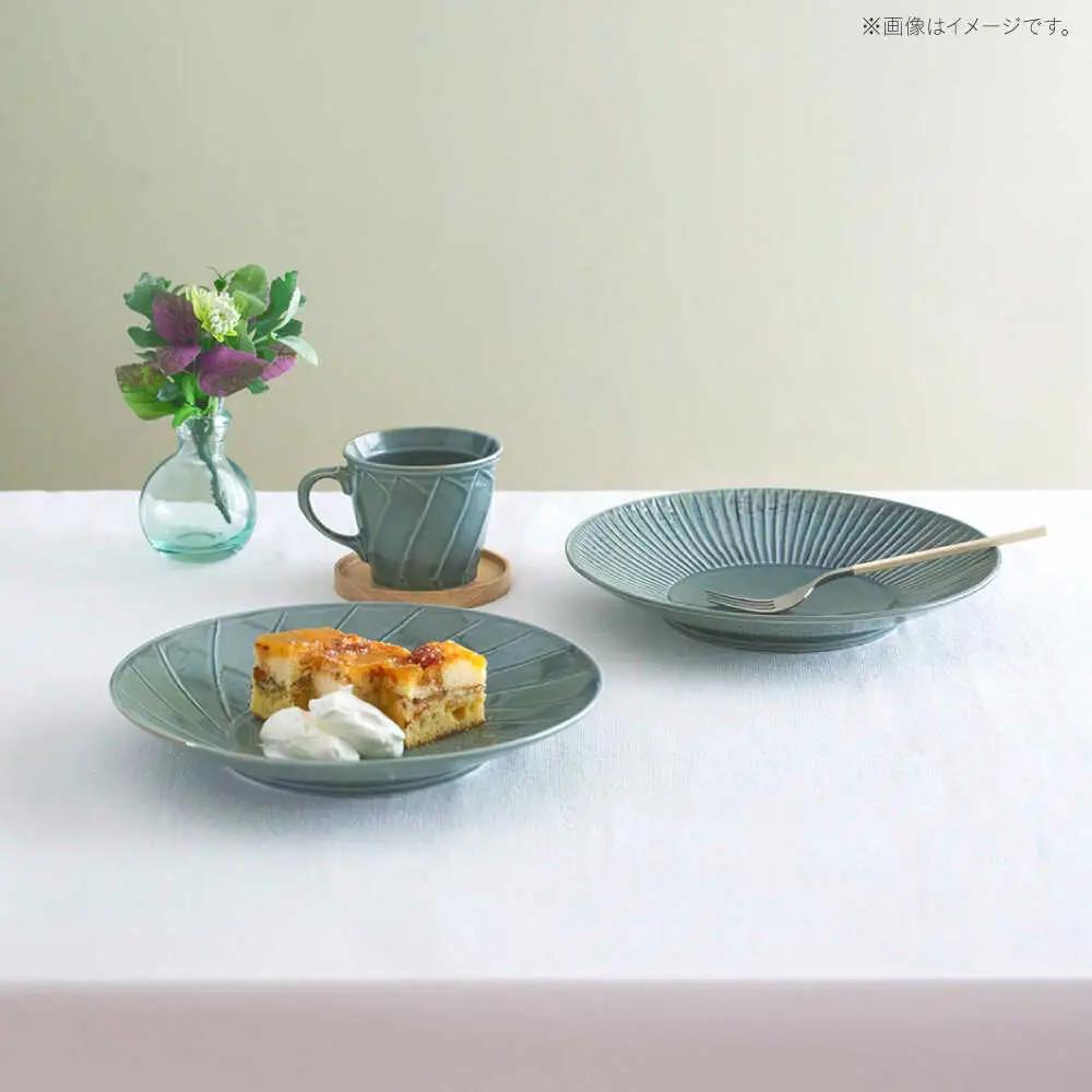 【波佐見焼】彫刻紋 藍墨 24cm皿 〈草林彫〉2点セット【西海陶器】[OA524]