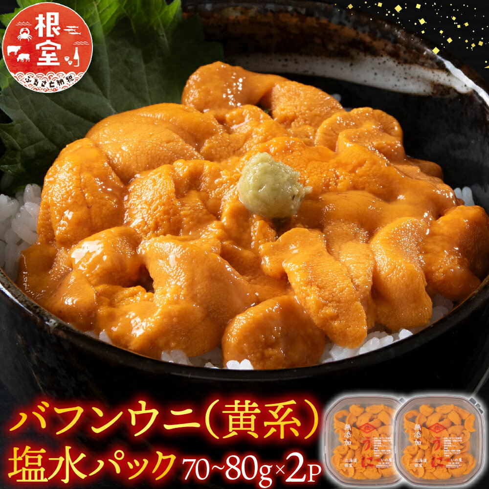 【ふるさと納税】【12月17日決済確定分まで年内配送】 バフンウニ ( 黄系 ) 塩水パック 70 ~ 80g × 2P うに ウニ 雲丹 バフンうに ばふんうに ウニ丼 うに丼 雲丹丼 刺身 お取り寄せ グルメ 海鮮 北海道 根室市 ふるさと納税 B-74001