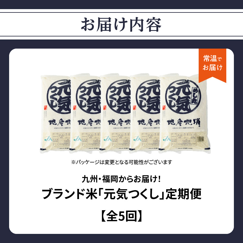九州・福岡からお届け！ブランド米「元気つくし」定期便【全5回】＜配送不可：北海道・沖縄・離島＞