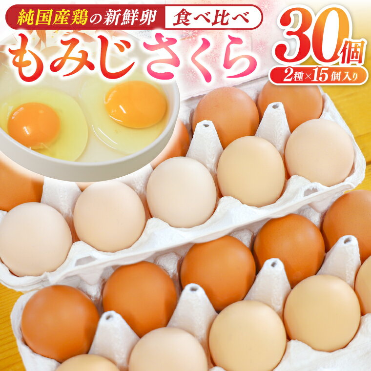 【ふるさと納税】卵 玉子 鶏卵 純国産鶏【さくらともみじ】 ふるさと納税 たまご 純たまご30個 破損保証5個含む 採れたて 新鮮 卵 農地直送（AJ031）