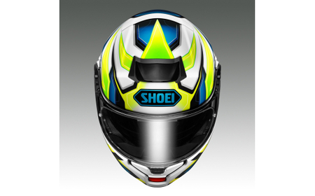 SHOEIヘルメット「NEOTEC3 ANTHEM(YELLOW／BLUE)」S フィッティングチケット付｜フリップアップ システムヘルメット ネオテック フェイスカバー システム バイク ツーリング