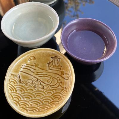 ふるさと納税 泉佐野市 焼き物「日本遺産 三 盃」(北前船・水なす釉・犬鳴青磁)　030D045