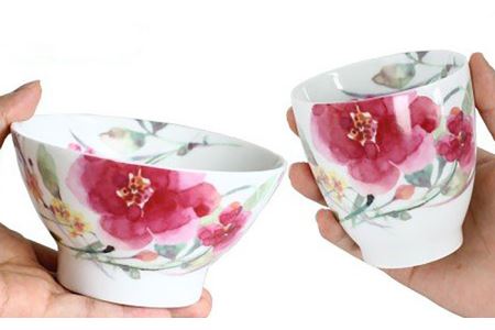 【美濃焼】「＆藍」 夫婦茶碗『秋華』柄【箸に名入れ可】【エー・アイ】 食器 ご飯茶碗 湯呑み 花柄 ペア [TAG007]