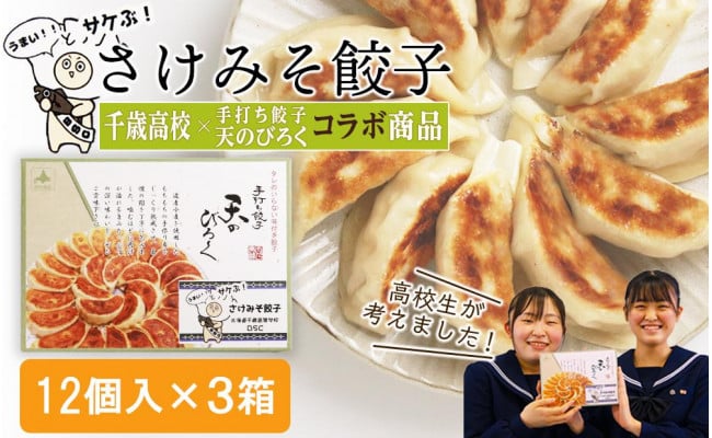 
☆千歳市ふるさと納税☆千歳高校と手打ち餃子天のびろくがコラボ！さけみそ餃子 3箱セット
