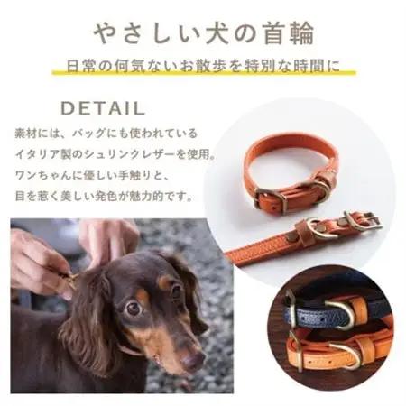 首輪 本革 イタリアンレザー オレンジ 中型犬用 (34-42センチ)ペット用品【dc-01ss】【1663249】