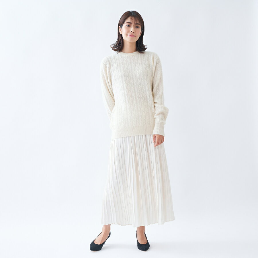 【ふるさと納税】ケーブル柄クルーネックプルオーバー ホワイト or ベージュ or ブラウン （MKブランド MKDK1301）