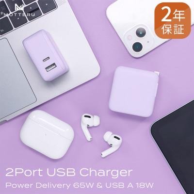 ふるさと納税 海老名市 AC充電器 PD65W対応 2年保証 ペールアイリス(MOT-ACPD65WU1-PU)