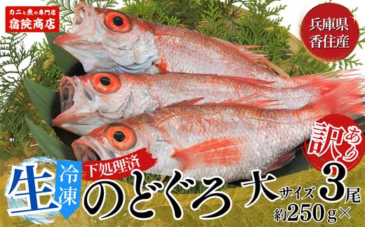 
【調理済 香住産のどぐろ大3匹(生･冷凍) 1匹約250g前後 計約700～800g 冷凍】ご入金確認後、順次発送予定 日本海で水揚げ 鮮度抜群、脂乗りの良いノドグロを急速冷凍 細胞を壊さず、食品の美味しさをキープ 白身のトロ 産地直送 兵庫県 香美町 香住 柴山 山陰 大人気 ふるさと納税 送料無料 宿院商店 32500円 33-31
