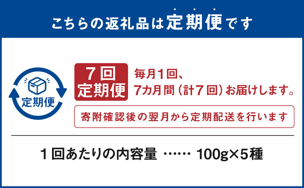 【7ヶ月定期便】世界のコーヒー豆詰め合わせ 500g(100g×5種)