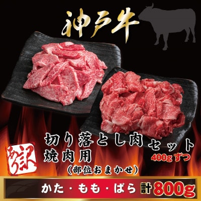 訳あり 神戸牛 切り落とし肉・焼肉用 計800g AGSY2 【2026年4月より順次発送】【配送不可地域：離島】