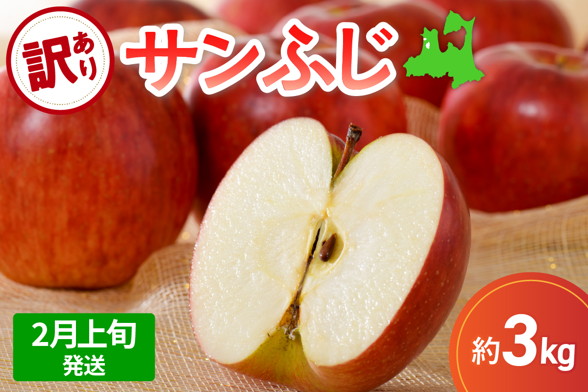 サンふじ　訳ありりんご約3kg【2025年2月上旬発送】青森県五所川原市サンフジリンゴ3kg規格外