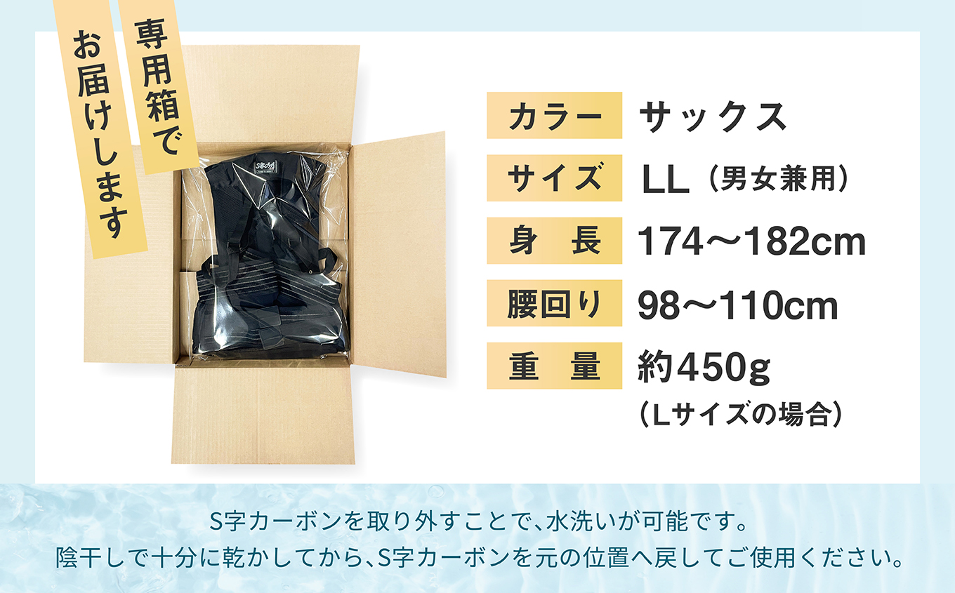 ＜腰への負担軽減と姿勢矯正＞インナーサポートスーツLLサイズ（サックス）【株式会社富樫縫製】