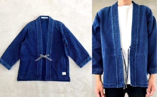 【大サイズ】BLUE SAKURA刺し子着物ジャケット（長袖）DNTSW03ID 着物 ジャケット モダンジャケット 上着 服  ファッション  岡山県 倉敷市