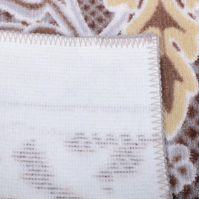 日本製 廊下カーペット 80cm×180cm 【モダンオーナメント】 滑り止め ブラウン【1671872】