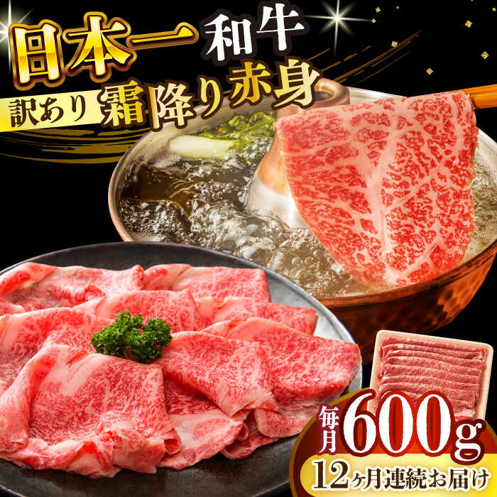 【ふるさと納税】【全12回定期便】【訳あり】【A4〜A5】長崎和牛赤身霜降りしゃぶしゃぶすき焼き用（肩・モモ）600g【株式会社 MEAT PLUS】[DBS120]