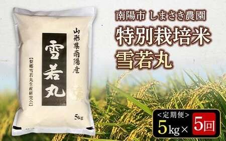 【米食味コンクール金賞受賞農園】 《定期便5回》 令和7年産 特別栽培米 雪若丸 5kg×5か月 『しまさき農園』 山形南陽産 米 白米 精米 ご飯 農家直送 山形県 南陽市 [2602]