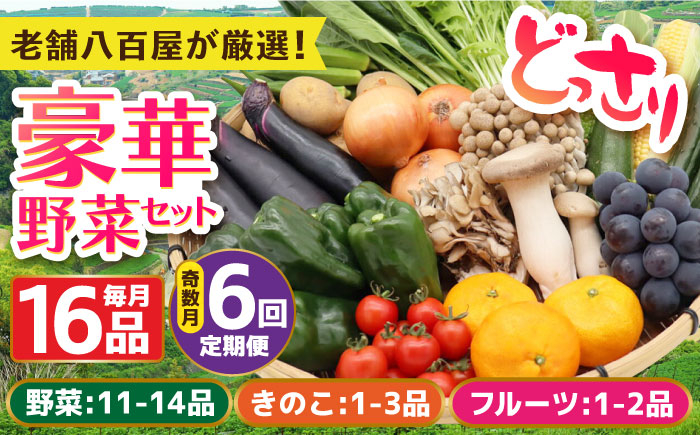 
【全6回定期便】【奇数月のみお届け】 豪華！野菜 セット 16品目以上 野菜どっさりサイズ / 野菜 フルーツ きのこ 詰め合わせ 長崎県/吉岡青果 [42ACAF004]
