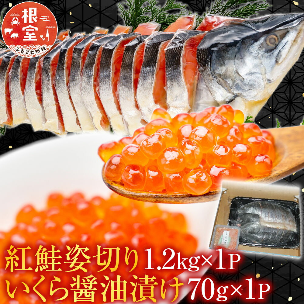 【ふるさと納税】 紅鮭姿切り 1.2kg × 1P ・いくら醤油漬け 70g × 1P 鮭 さけ サケ しゃけ シャケ 魚 さかな サカナ 紅ざけ 紅ザケ べにざけ ベニザケ イクラ 醤油 醤油漬 魚卵 鮭卵 お取り寄せ グルメ 海鮮 北海道 根室市 B-42107