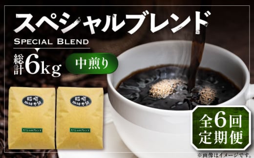 【豆でお届け】【全6回定期便】スペシャル ブレンド コーヒー 500g×2 ( 中煎り ) 《豊前市》【稲垣珈琲】 珈琲 コーヒー 豆 粉 [VAS174]