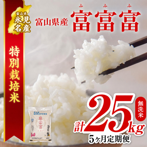 〈5ヶ月定期便〉令和8年産 富山県産 特別栽培米 富富富５kg 無洗米