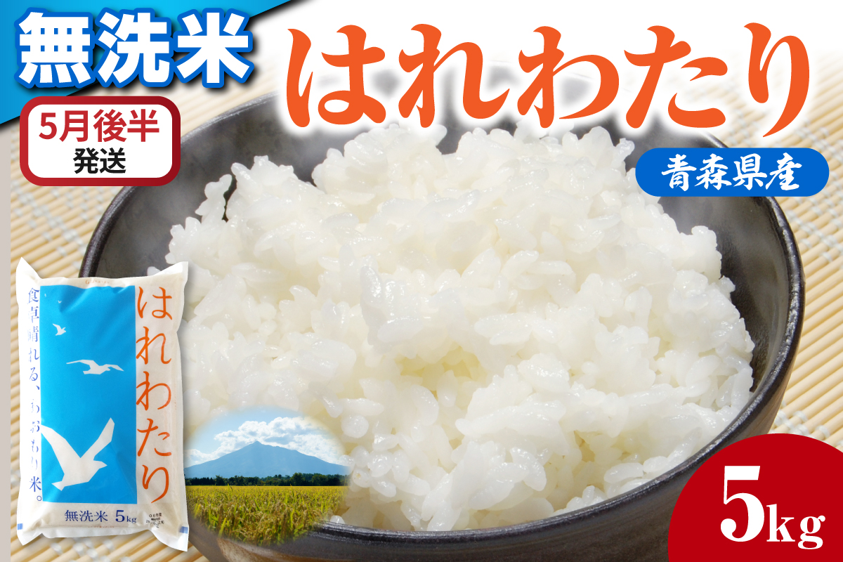 【5月後半発送】令和7年産 無洗米 5kg はれわたり 【 新米 特A受賞歴あり 米 白米 5キロ 5ｷﾛ JAごしょつがる 青森県産 五所川原市 】