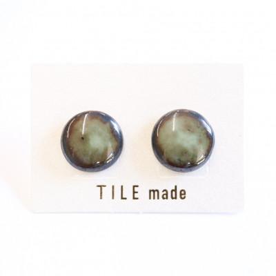 ふるさと納税 瑞浪市 【美濃焼】苔むらタイルピアス(直径15mm)