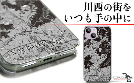 【川西】モノトーン地図柄iPhoneケース（クリアタイプ） iPhone 14 Plus 用［No.323-03］