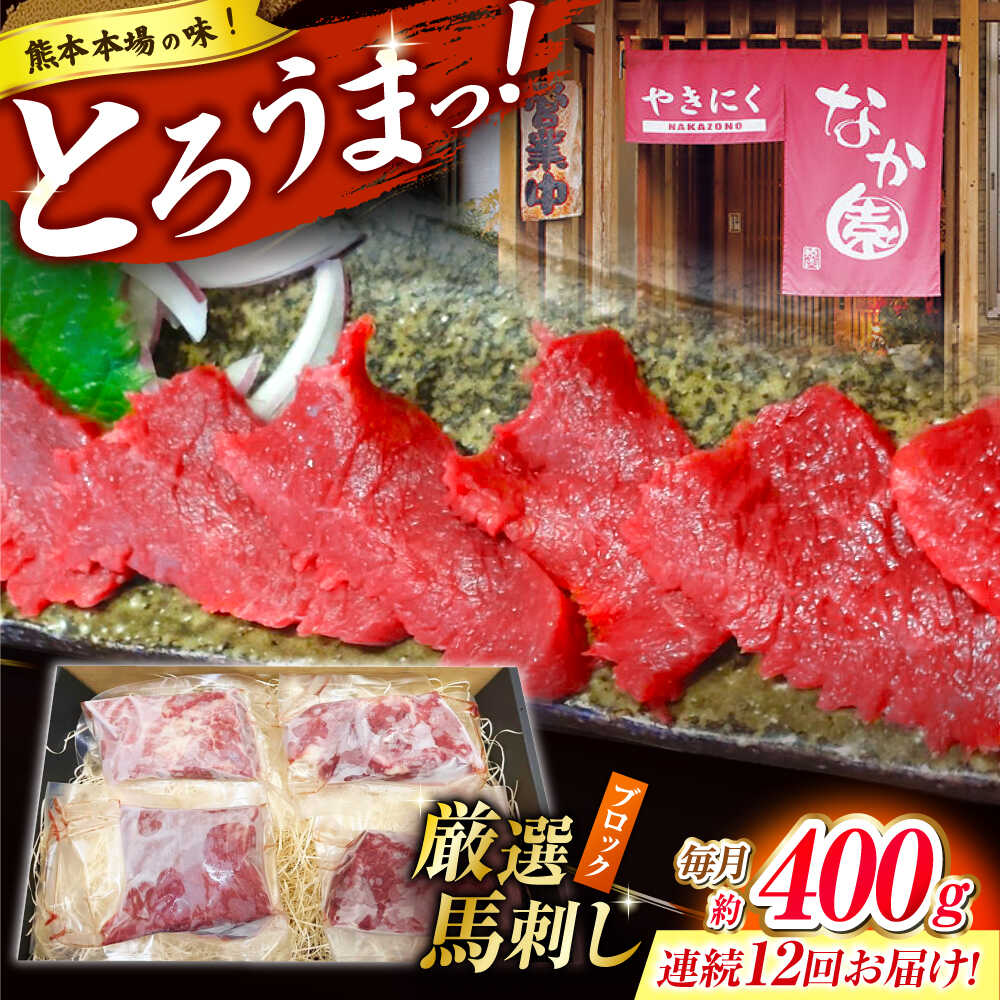 【ふるさと納税】【12回定期便】熊本 馬刺し「なか園」赤身馬刺し 約400g【有限会社スイートサプライなかぞの】[ZBV076]
