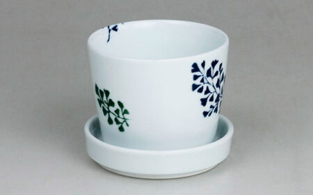 【波佐見焼】 ミニ植木鉢 背高木立・手描フラワー・リーフ 3柄セット 【Cheer house】[AC292]