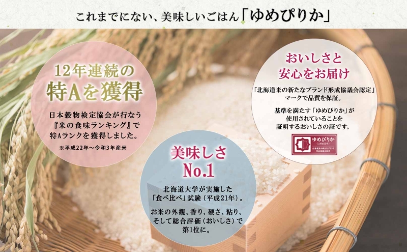 定期便 3ヵ月連続3回 北海道産 ゆめぴりか 無洗米 2kg 米 特A 