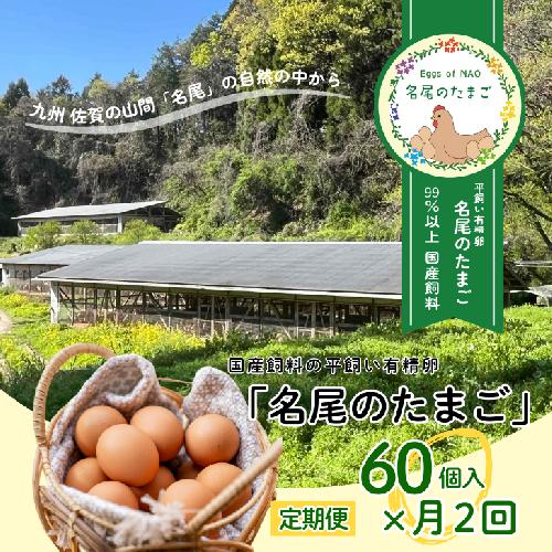 【定期便24回】国産飼料の平飼い有精卵「名尾のたまご」60個入 添加物未使用 エッグ タマゴ 鶏卵 目玉焼き 卵焼き 朝食 朝ごはん 卵かけご飯 TKG：C567-001