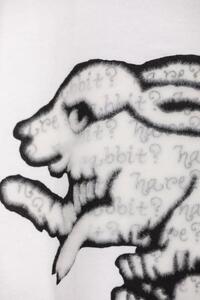 直植毛フロッキーTシャツ　ウサギ白　(Sサイズ)