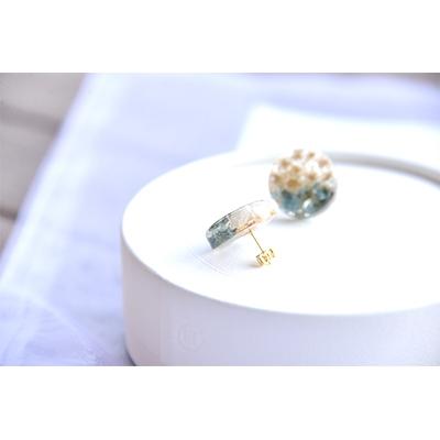 ふるさと納税 那賀町 木の藍染め×小花 樹脂ピアス |  | 03
