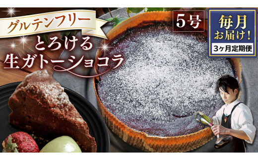 【 定期便 3ヶ月 】 スイーツコンテスト 日本一 シェフ の「 とろける 生 ガトーショコラ 」 5号 手作り ケーキ チョコ チョコレート ショコラ 誕生日 バースデーケーキ 誕生日ケーキ 定期便 3ヶ月 [CF017ci]