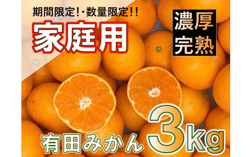 
                  有田みかん 家庭用  3kg　濃厚完熟　お試し 味重視 (和歌山県産) 有田みかん みかん 濃厚有田みかん 濃厚みかん みかん 訳ありみかん ご家庭用みかん みかん オレンジロードYY 産直 みかん 和歌山みかん 和歌山県産みかん みかん みかん 有田みかん 数量限定
                
