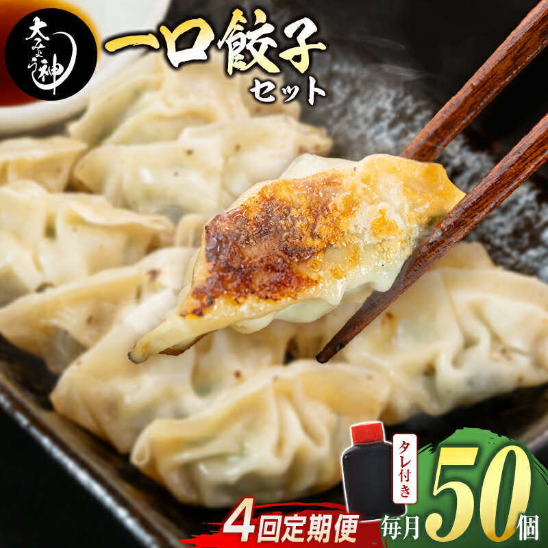 【ふるさと納税】＜定期便・全4回＞「一口餃子の大明神」一口餃子セット 50個入り×1袋 タレ付き 毎月お届け