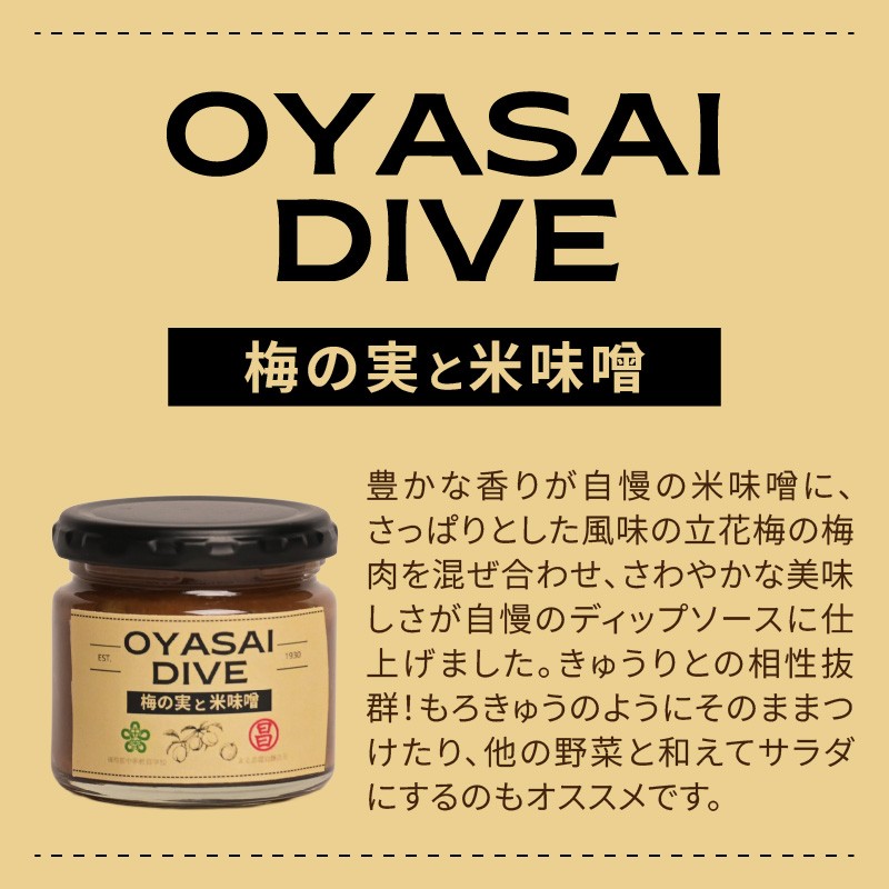 OYASAI DIVE ディップ　米味噌　立花梅　ごま油 もろみ 焼き肉 調味料 セット 味噌 味噌ソース タレ ディップソース