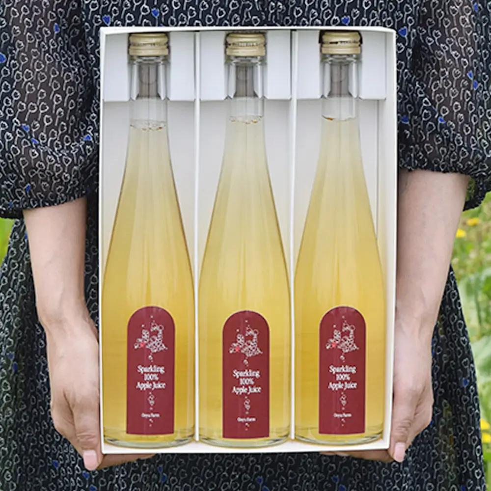 スパークリング100％りんごジュース（3本入り） りんご果汁100％ リンゴ 果汁 林檎 飲料 アップル 果物 フルーツ 青森 飲み物 ドリンク