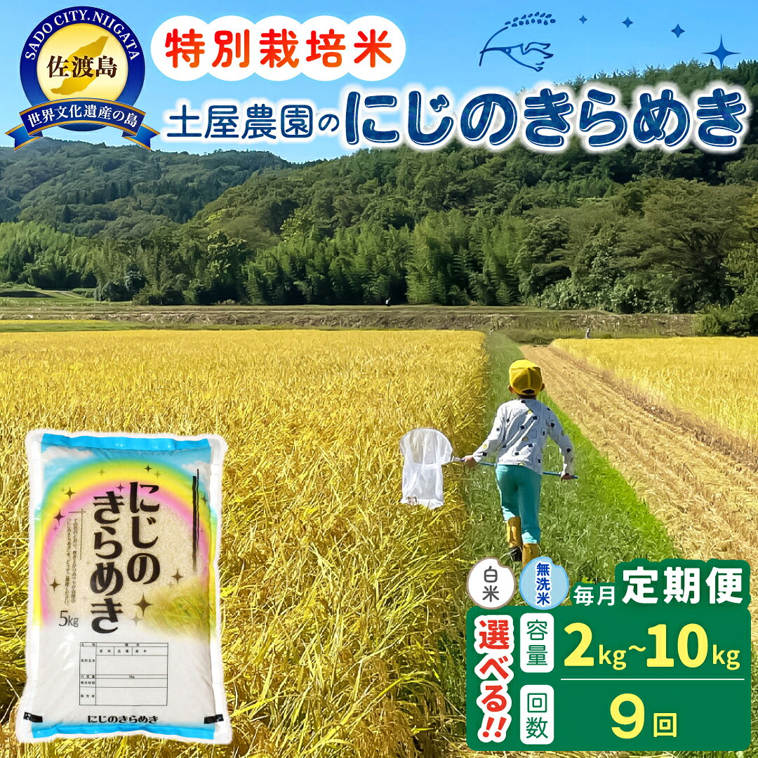 【ふるさと納税】【9か月定期便】米 にじのきらめき 2kg 4kg 5kg 10kg 選べる 白米 無洗米 令和8年産 特別栽培米 先行予約 佐渡島産 土屋農園 ごはん 新潟県 佐渡市
