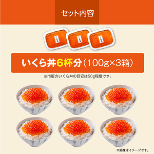 北海道産 いくら 内容量 100g × 3箱 醤油漬け 新鮮 瞬間凍結 ガスパック方式 できたて 色 香り 味 本場 いくら丼 魚卵 海鮮 自然解凍 簡単 夕食 晩ごはん 小分け パック 便利 冷凍 