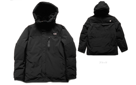 撥水ストレッチ中綿フードジャケット ブラック Revolla 牧之原市